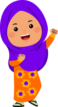 Niña feliz hijab  Ilustración