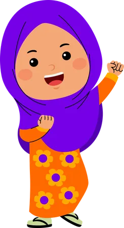 Niña feliz hijab  Ilustración