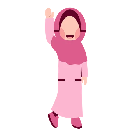 Niña feliz hijab  Ilustración