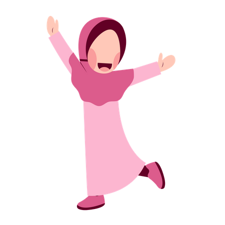 Niña feliz hijab  Ilustración