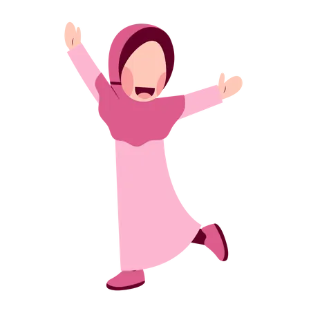 Niña feliz hijab  Ilustración