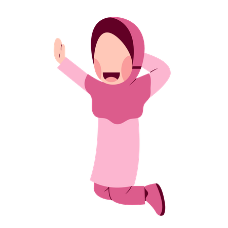 Niña feliz hijab  Ilustración