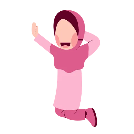 Niña feliz hijab  Ilustración