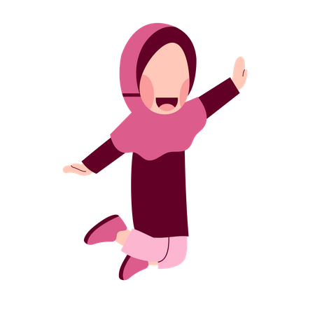 Niña feliz hijab  Ilustración