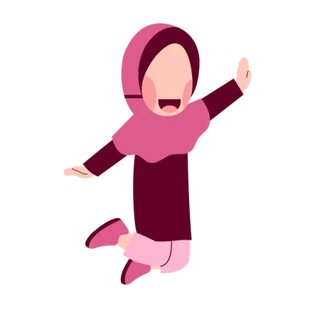 Niña feliz hijab  Ilustración