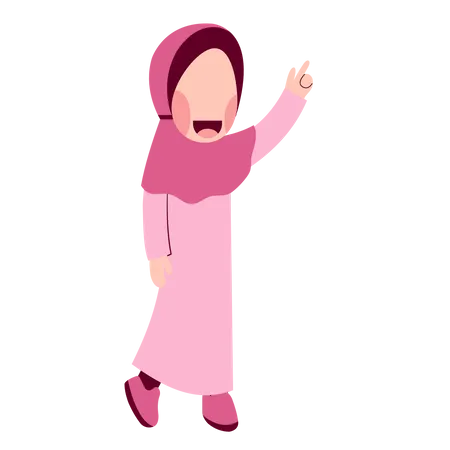 Niña feliz hijab  Ilustración