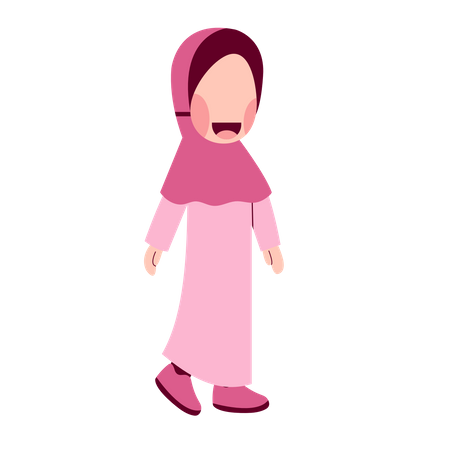 Niña feliz hijab  Ilustración