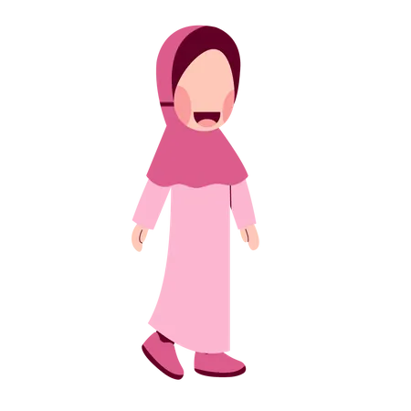 Niña feliz hijab  Ilustración