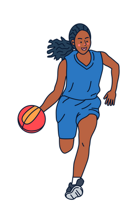 Niña jugando baloncesto  Ilustración