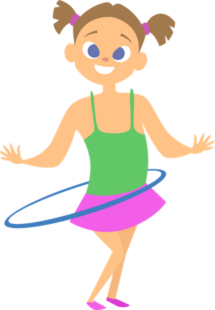 Niña jugando con hula-hoop  Ilustración