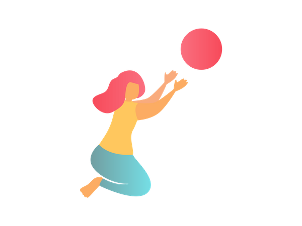 Niña jugando con pelota  Ilustración