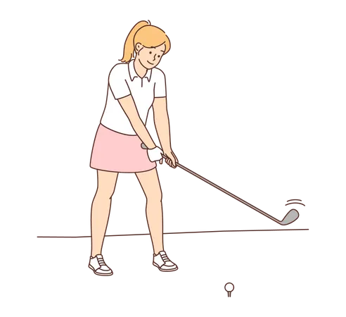 Niña jugando golf  Ilustración