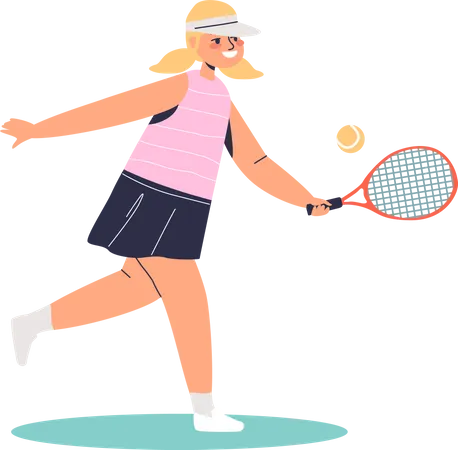 Niña jugando tenis  Ilustración