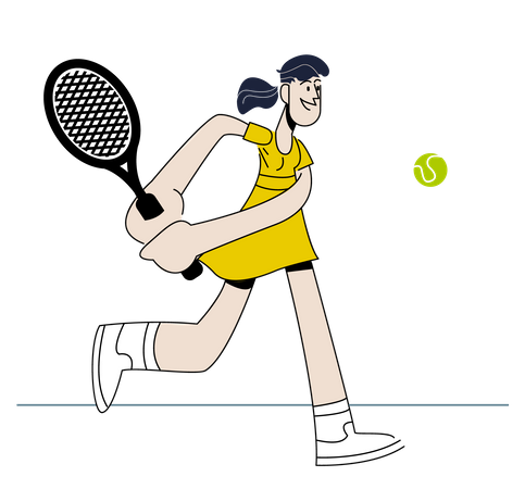 Niña jugando tenis  Ilustración