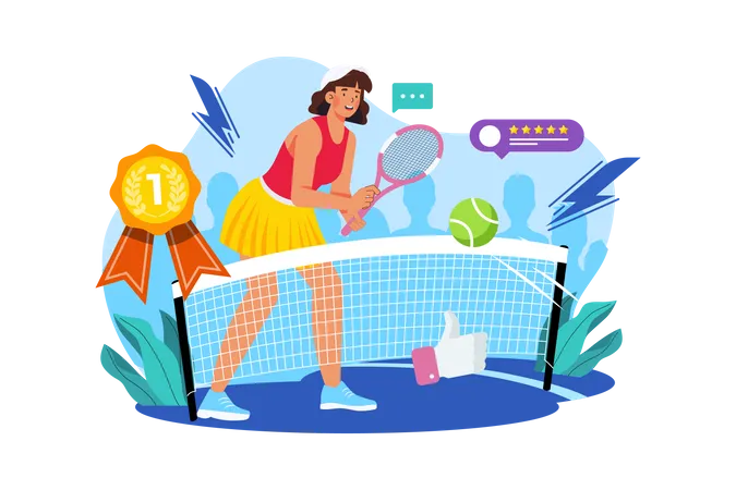 Niña jugando tenis  Ilustración