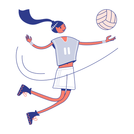 Niña jugando voleibol  Ilustración