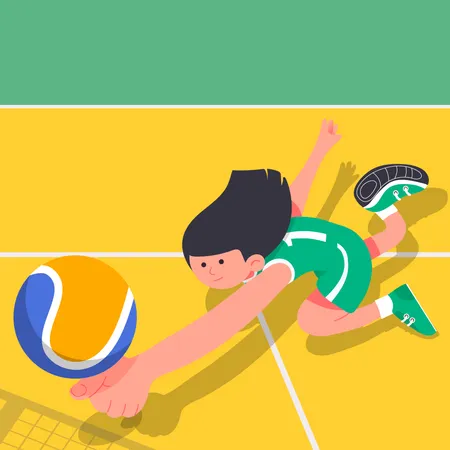 Niña jugando voleibol  Ilustración