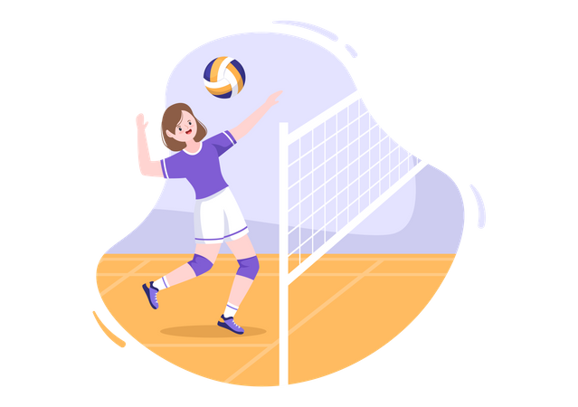 Niña jugando voleibol  Ilustración