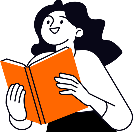 Libro de lectura de niña  Ilustración