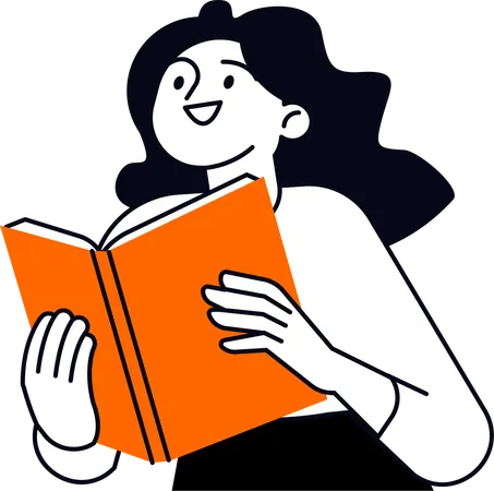 Libro de lectura de niña  Ilustración