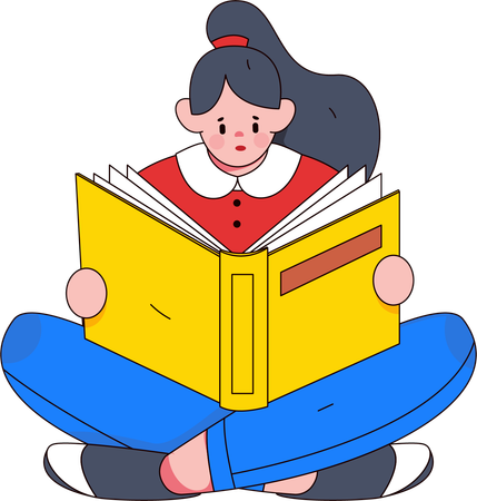 Libro de lectura de niña  Ilustración