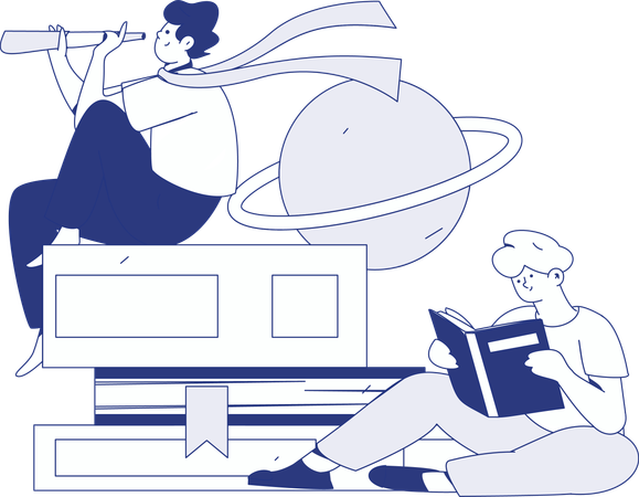 Libro de lectura de niña  Ilustración