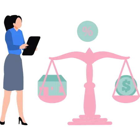 La muchacha mantiene el equilibrio financiero  Ilustración