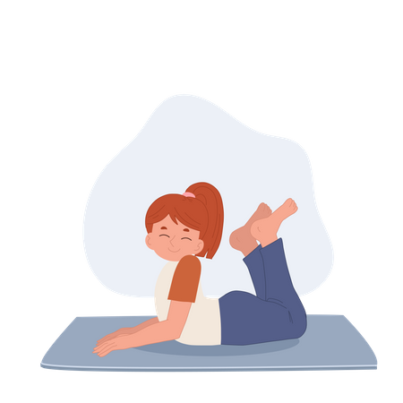 Chica meditando en pose Bhujangasana  Ilustración