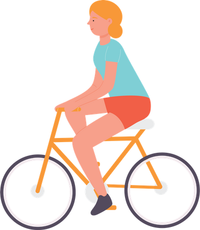 Chica montando bicicleta  Ilustración