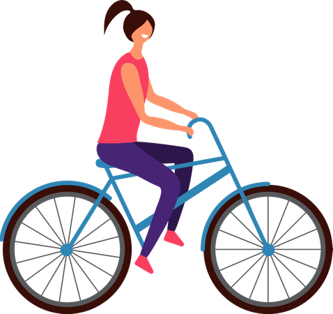 Niña montando bicicleta  Ilustración