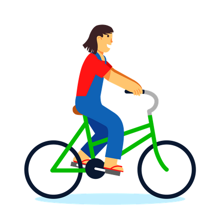 Niña montando en bicicleta  Ilustración