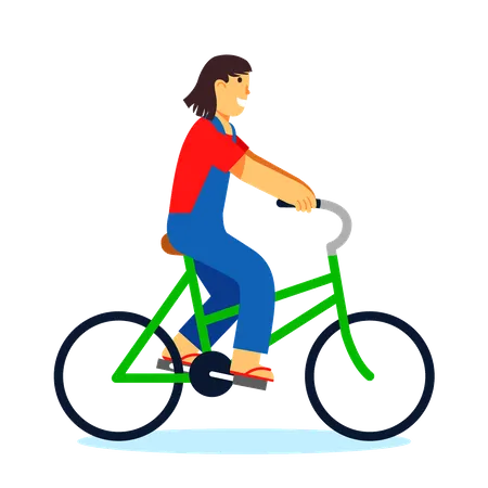 Niña montando en bicicleta  Ilustración