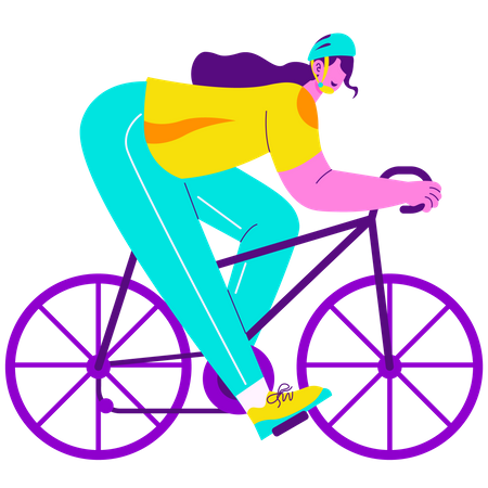 Niña montando bicicleta  Ilustración