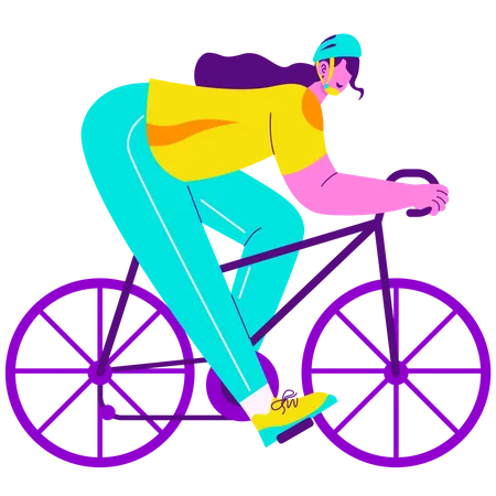 Niña montando bicicleta  Ilustración