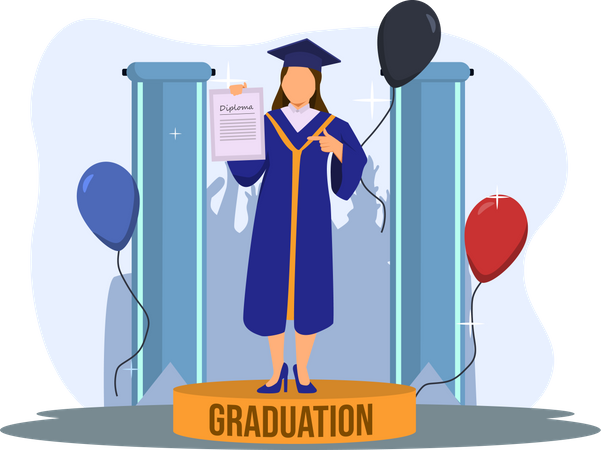 Chica mostrando certificado de graduación  Ilustración