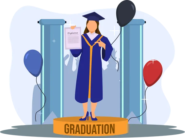 Chica mostrando certificado de graduación  Ilustración