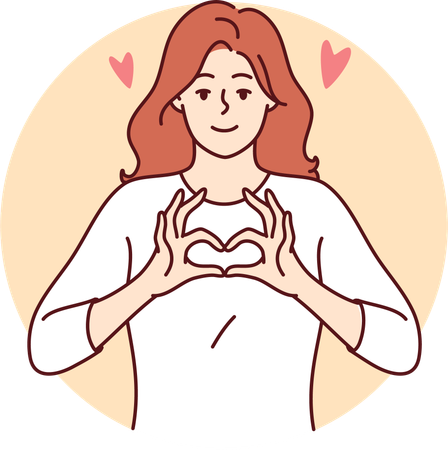 Niña mostrando el gesto del corazón con la mano  Ilustración