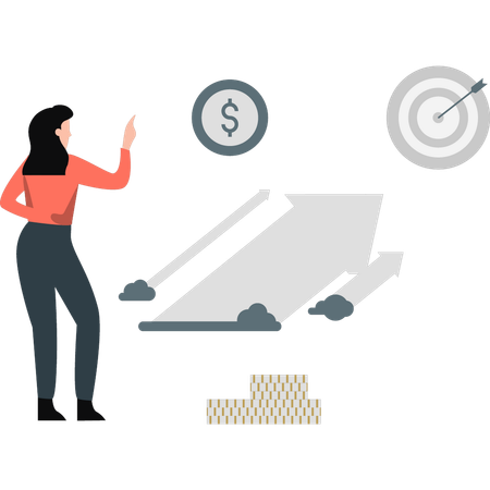 Niña mostrando un gráfico de crecimiento empresarial  Ilustración