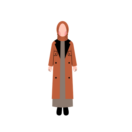 Chica musulmana con chaqueta de moda  Ilustración