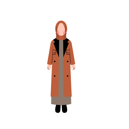 Chica musulmana con chaqueta de moda  Ilustración