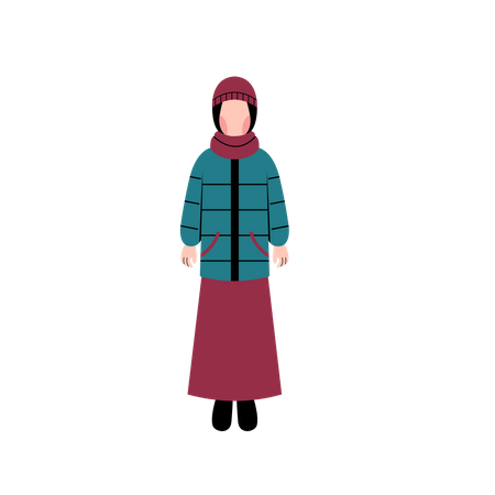 Chica musulmana vistiendo ropa de moda  Ilustración
