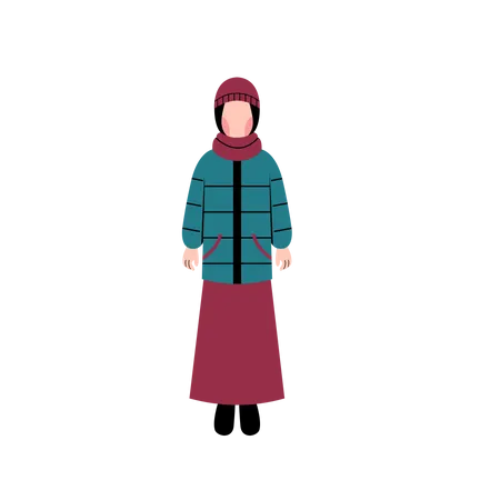 Chica musulmana vistiendo ropa de moda  Ilustración