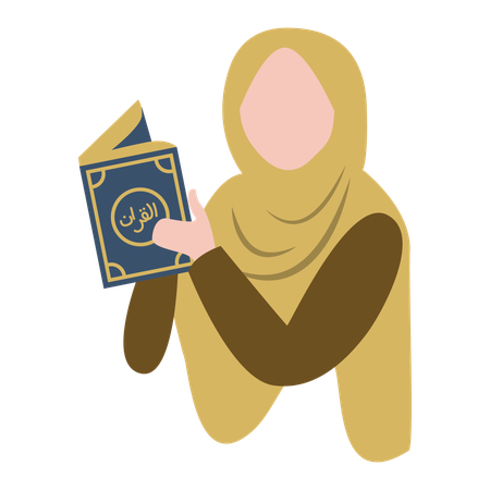 La muchacha musulmana está leyendo el Corán  Ilustración
