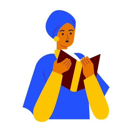 Niña musulmana leyendo el corán  Ilustración