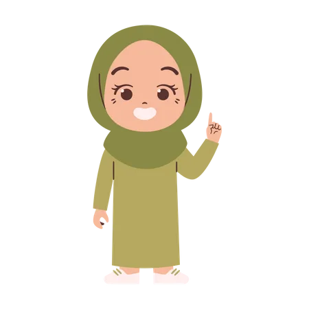 Chica musulmana señalando con el dedo  Ilustración