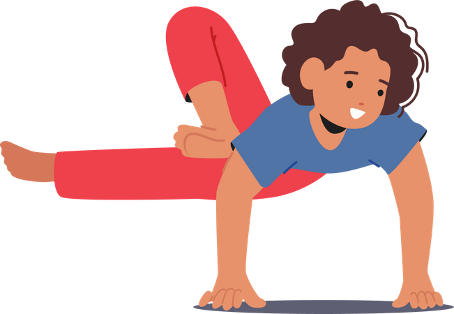 Niña pequeña practicando yoga  Ilustración