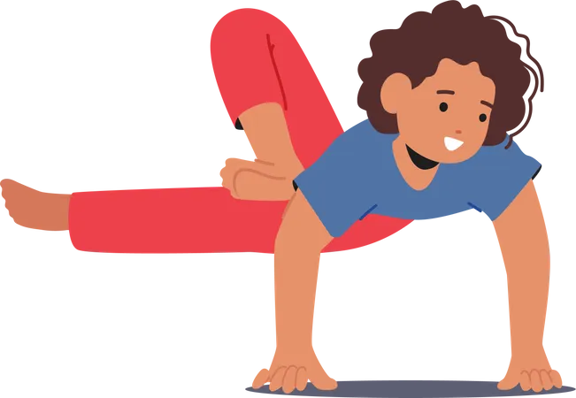 Niña pequeña practicando yoga  Ilustración