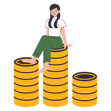 Chica obteniendo éxito financiero  Ilustración