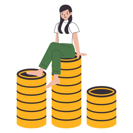 Chica obteniendo éxito financiero  Ilustración