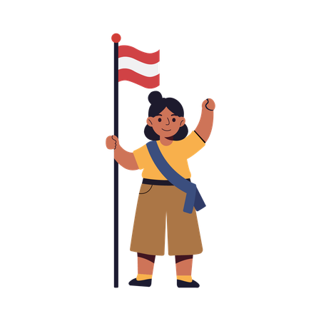 Niña ondeando la bandera del festival  Ilustración